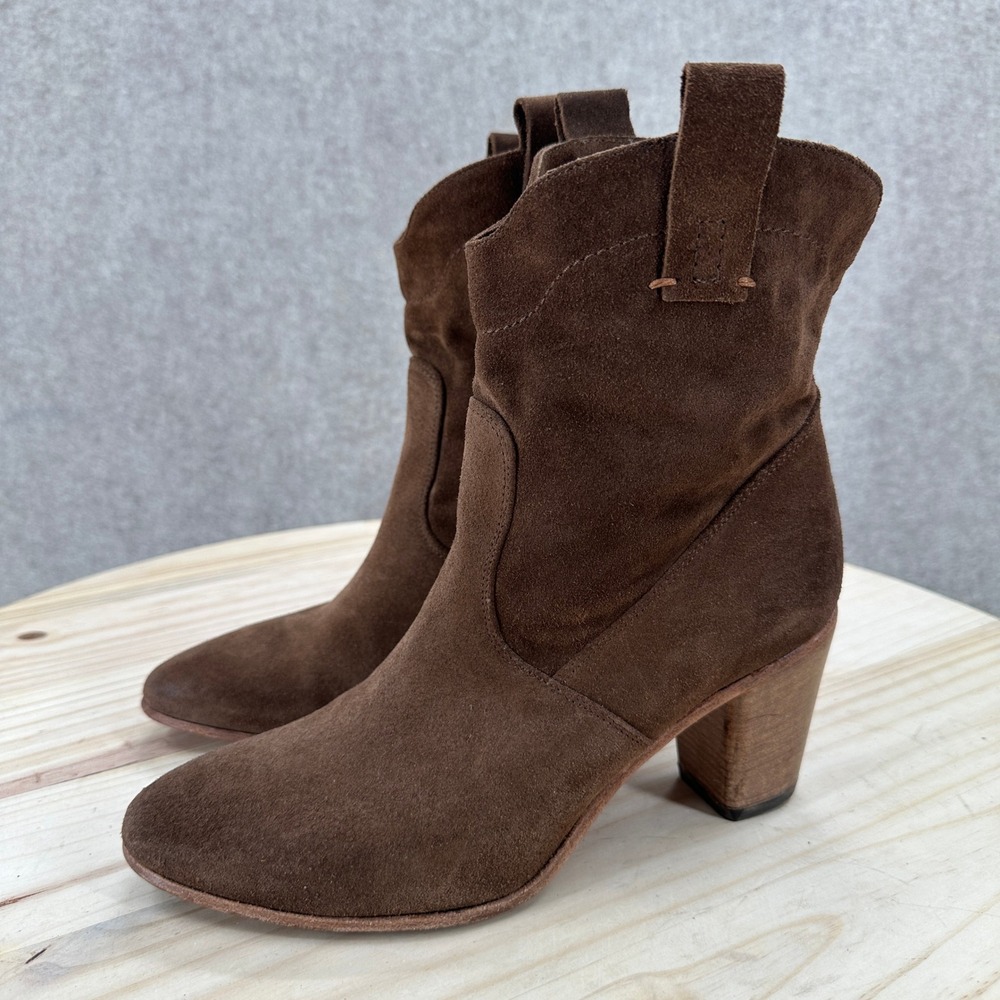 ALBERTO FERMANI Seppia Suede Slouchy Chiara Ankle Boots Sz 8.5 Western Booties